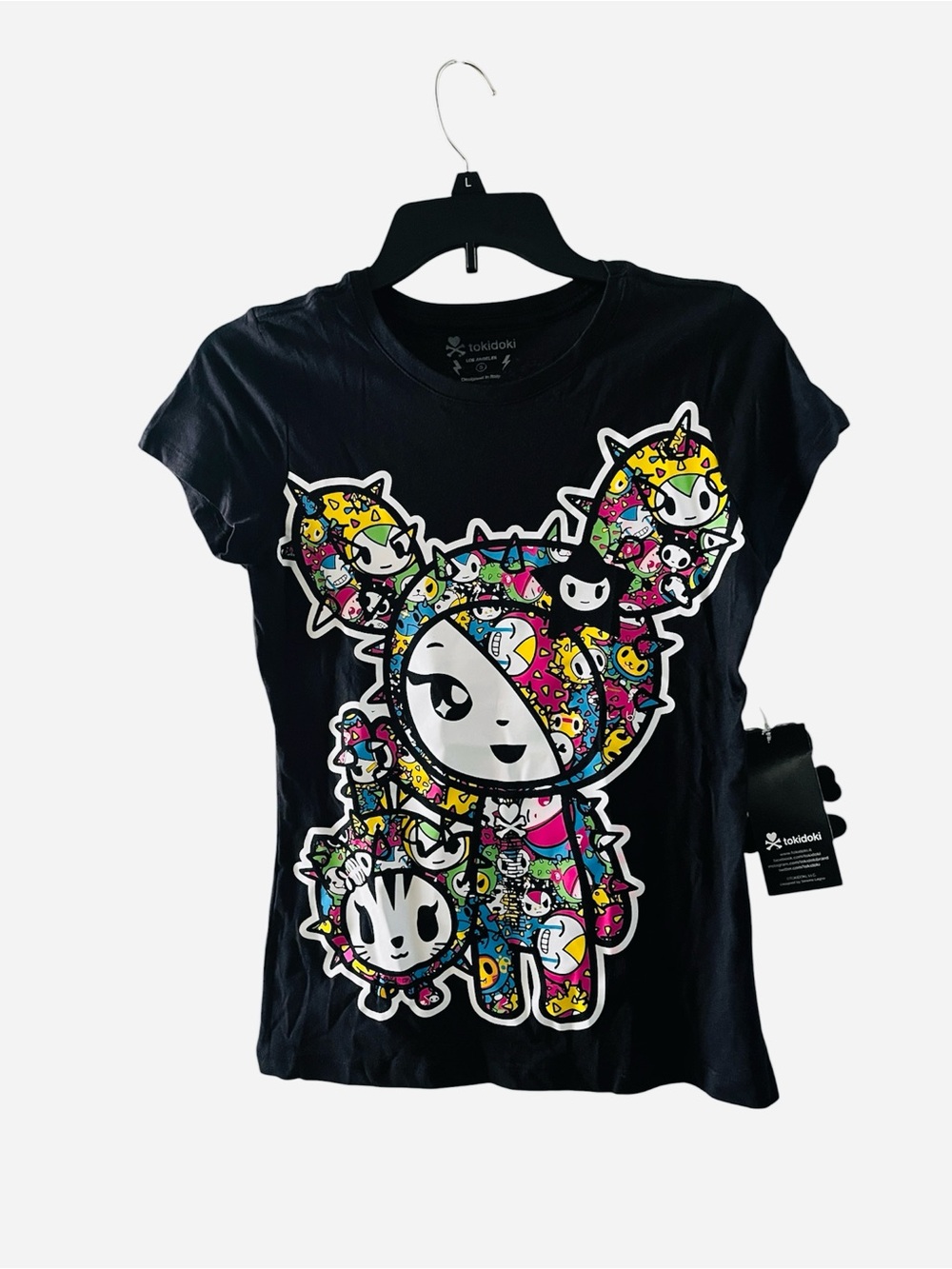 tokidoki Black Short-Sleeve Tee with Multicolor Character Print